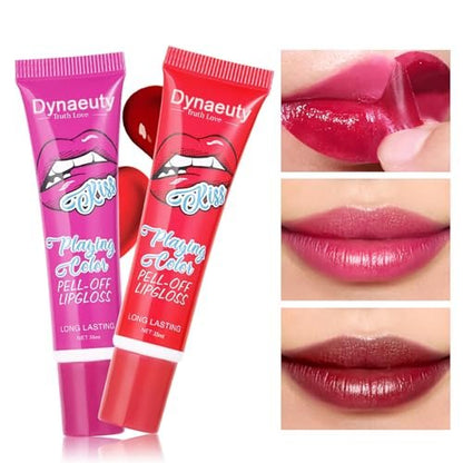 Dynaeuty 6-Piece Peel Off Lip Stain Set – Long Lasting, Waterproof, Non-Stick Cup Lip Tint & Gloss for Women