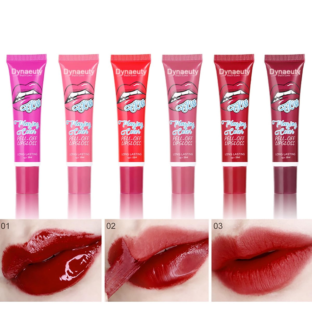 Dynaeuty 6-Piece Peel Off Lip Stain Set – Long Lasting, Waterproof, Non-Stick Cup Lip Tint & Gloss for Women - görsel 8