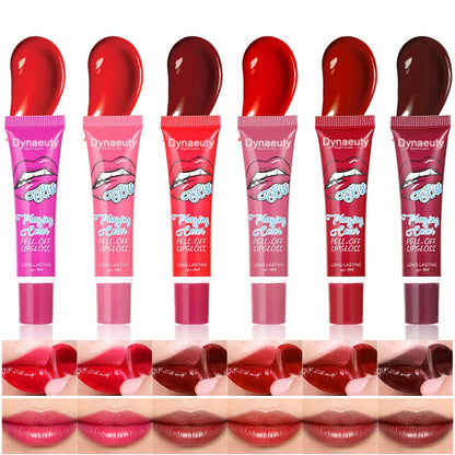 Dynaeuty 6-Piece Peel Off Lip Stain Set – Long Lasting, Waterproof, Non-Stick Cup Lip Tint & Gloss for Women