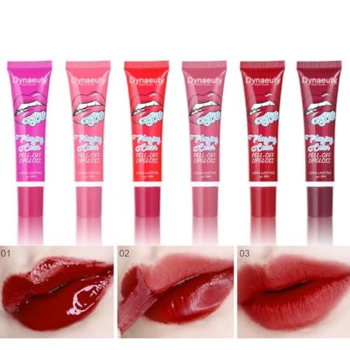 Dynaeuty 6-Piece Peel Off Lip Stain Set – Long Lasting, Waterproof, Non-Stick Cup Lip Tint & Gloss for Women - görsel 7