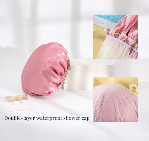 HXIELEC 4 Pack Bright Colored EVA Shower Caps – Double Layer Waterproof, Reusable & Durable Premium Hair Protection for Women, Ideal for Shower, Bath & Spa - görsel 8