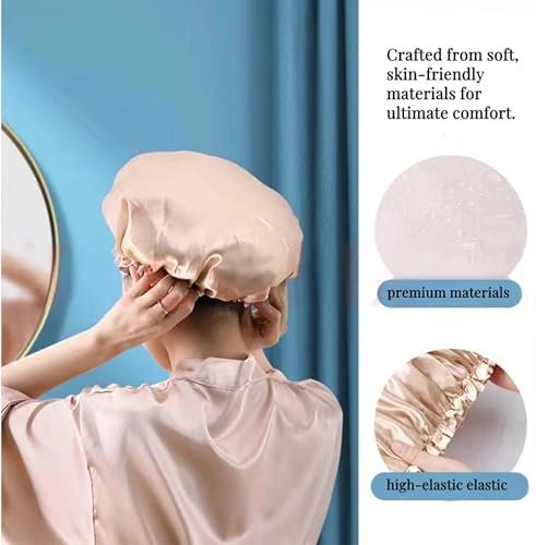 HXIELEC 4 Pack Bright Colored EVA Shower Caps – Double Layer Waterproof, Reusable & Durable Premium Hair Protection for Women, Ideal for Shower, Bath & Spa - görsel 6