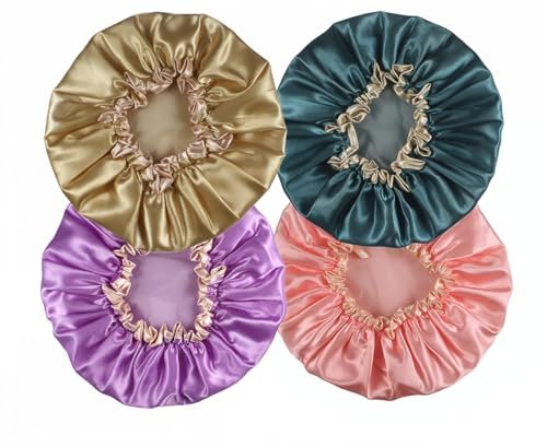 HXIELEC 4 Pack Bright Colored EVA Shower Caps – Double Layer Waterproof, Reusable & Durable Premium Hair Protection for Women, Ideal for Shower, Bath & Spa - görsel 2