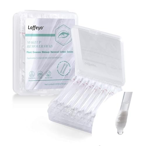 Loffeyo 50 Count Makeup Remover Cotton Swabs - Liquid-Filled Eye & Lip Remover with White Lily, Travel Essentials - görsel 2