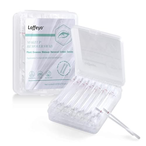 Loffeyo 50 Count Makeup Remover Cotton Swabs - Liquid-Filled Eye & Lip Remover with White Lily, Travel Essentials - görsel 4