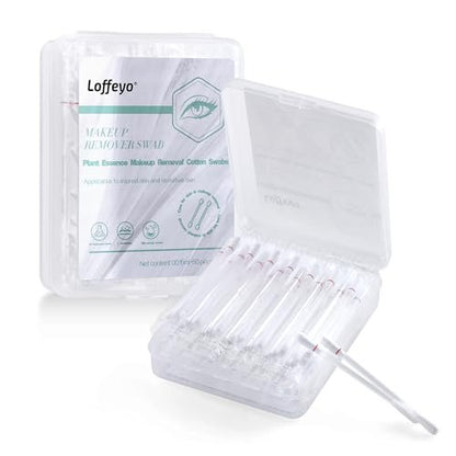 Loffeyo 50 Count Makeup Remover Cotton Swabs - Liquid-Filled Eye & Lip Remover with White Lily, Travel Essentials