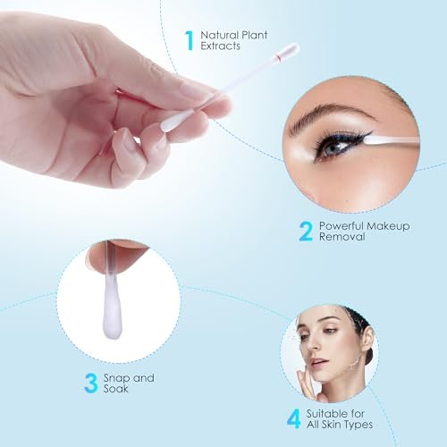 Loffeyo 50 Count Makeup Remover Cotton Swabs - Liquid-Filled Eye & Lip Remover with White Lily, Travel Essentials - görsel 8