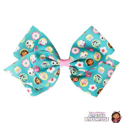LUV HER Gabby's Dollhouse Single Hair Bow for Girls - Large Printed Hair Bow with Alligator Clip, Multicolor