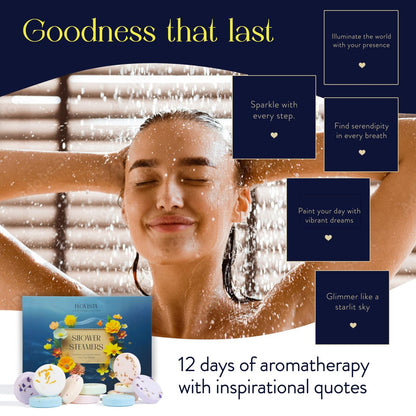 Aromatherapy Shower Steamers – 12-Pack Self Care & Spa Birthday Gifts for Women, Lavender & Eucalyptus Essential Oils for Relaxation & Stress Relief Avelisse