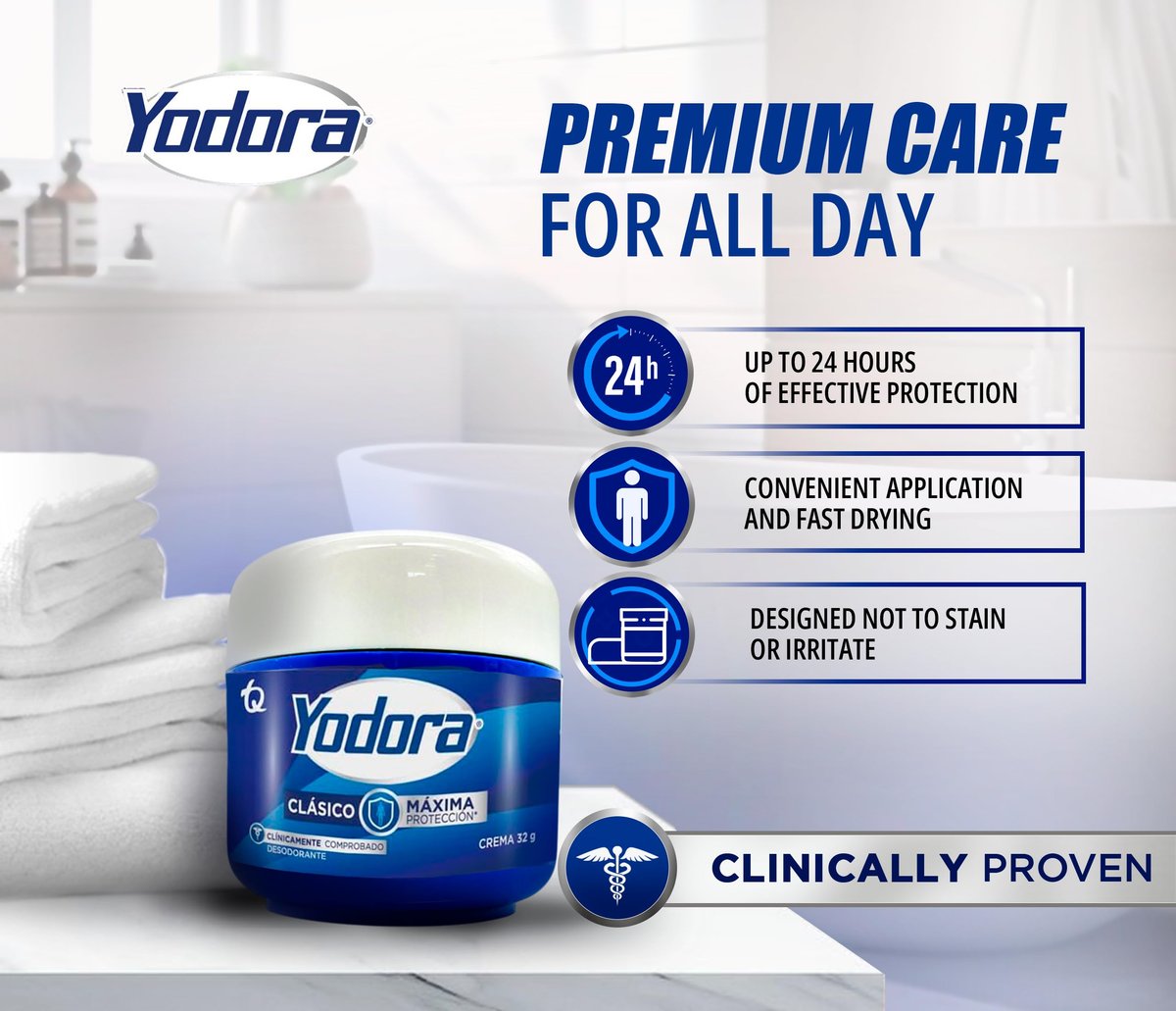 YAHVE Classic Yodora Deodorant Maximum Protection - Pack of 2 (32g Each) - Despensa Colombiana Avelisse