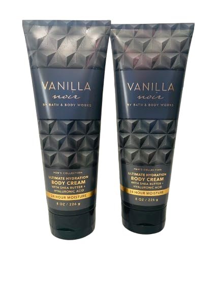 Bath & Body Works Vanilla Noir Body Cream, 8 oz (Pack of 2) - Rich Moisturizer for Silky Skin Avelisse