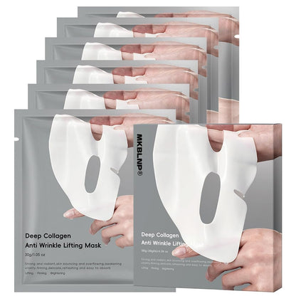 MKBLNP Collagen Face Mask - Hydrating Overnight Collagen Face Mask (6 pcs/1 Box) - Deep Collagen Anti Wrinkle Lifting Mask for Improved Elasticity, Firming, and Moisturizing