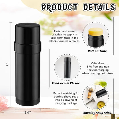 DMuuuDM 15 Pack 2 oz/60ml Plastic Deodorant Containers - Empty Round Twist-Up Solid Stick Tube for Homemade Deodorant, Shaving Soap, Heel Balm, Solid Lotion Bars - Top Fill, Black Avelisse