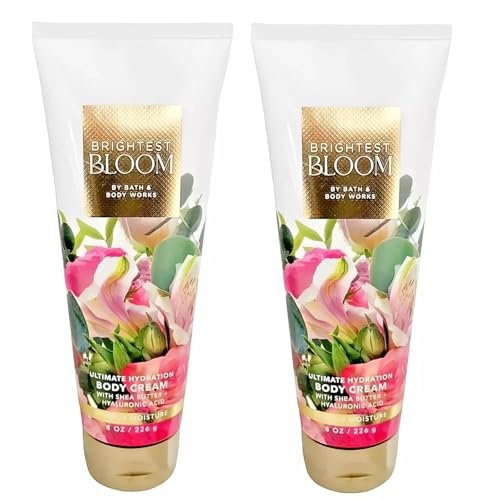 Bath & Body Works Brightest Bloom Ultimate Hydration Body Cream 8 oz (Pack of 2) – Intense Moisture & Long-Lasting Fragrance Avelisse