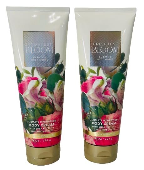 Bath & Body Works Brightest Bloom Ultimate Hydration Body Cream 8 oz (Pack of 2) – Intense Moisture & Long-Lasting Fragrance Avelisse