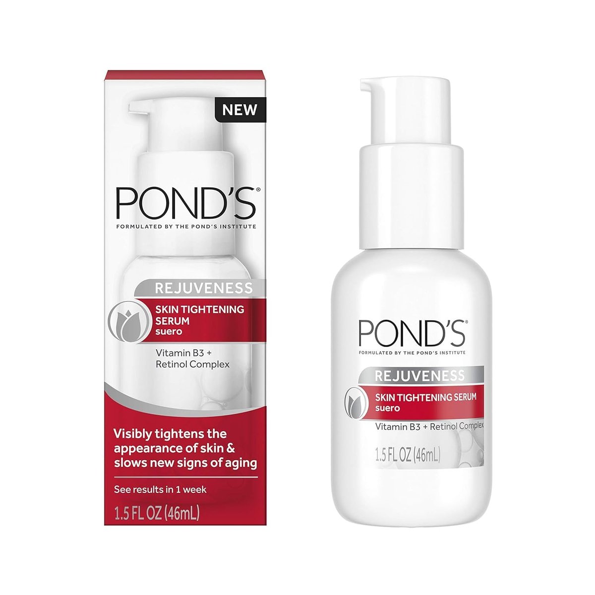 Pond's Rejuveness Skin Tightening Serum, Visibly Tightens Appearance of Skin & Helps Slow New Signs of Aging, 1.7 Fl Oz (2-Pack) Avelisse