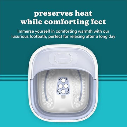 Homedics Collapsible Foot Spa with Heat, Bubbles & Vibration Massage - Portable Pedicure Spa, Deep Soak Basin, Adjustable Temperature, Easy Storage, Blue Avelisse