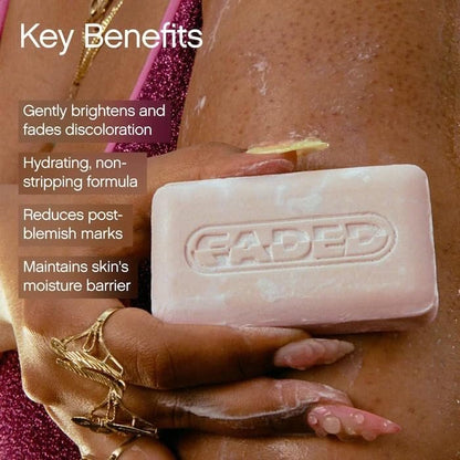 Faded Cleansing Bar for Face and Body | Kojic Acid, Vitamin C & Lactic Acid | Moisturizes | Vegan, Fragrance-Free, Safe for Sensitive Skin (2 Pack) Avelisse