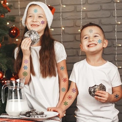 96 PCS Blue Snowflake Pre-Cut Temporary Tattoos Sticker - Winter Birthday Christmas Party Decorations, Decor Supplies Favors Gifts for Girls Boys Baby Showers, Cute Fake Tattoos Classroom Reward Themed Avelisse