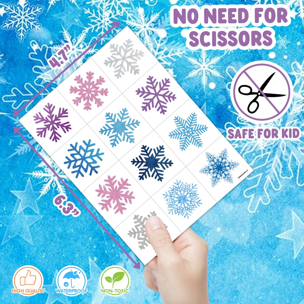 96 PCS Blue Snowflake Pre-Cut Temporary Tattoos Sticker - Winter Birthday Christmas Party Decorations, Decor Supplies Favors Gifts for Girls Boys Baby Showers, Cute Fake Tattoos Classroom Reward Themed Avelisse