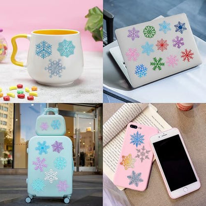 96 PCS Blue Snowflake Pre-Cut Temporary Tattoos Sticker - Winter Birthday Christmas Party Decorations, Decor Supplies Favors Gifts for Girls Boys Baby Showers, Cute Fake Tattoos Classroom Reward Themed Avelisse