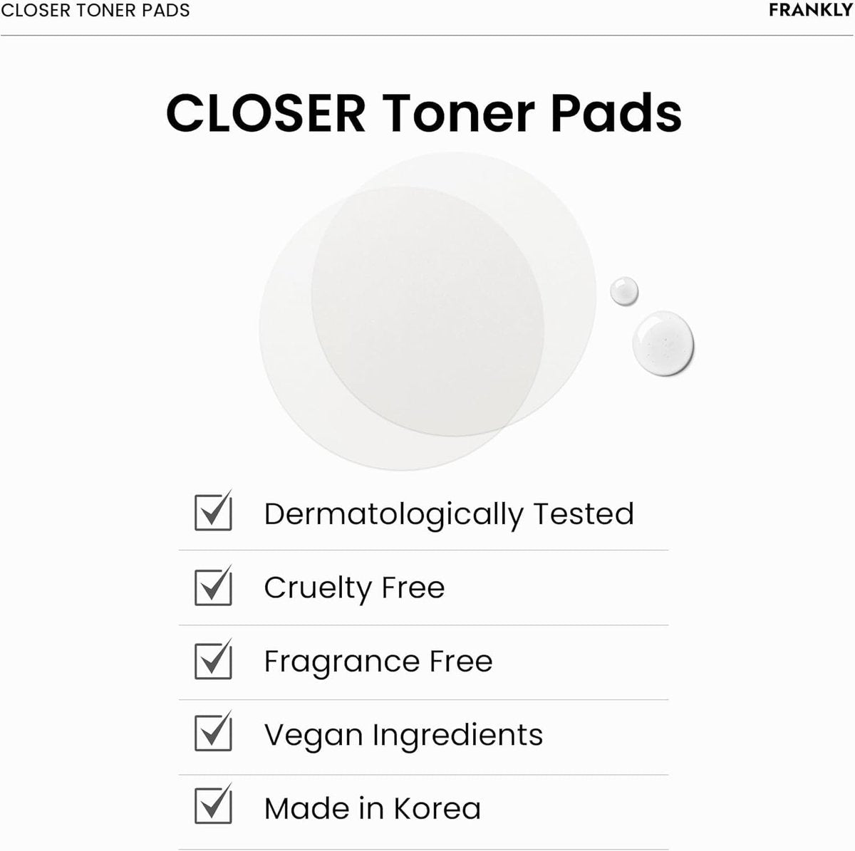 FRANKLY Pore Closer Toner Pads - Rice Jelly Pads with 9 Peptides, Vegan Collagen & Rice Extract | Pore Minimizer & Hydrating Korean Skin Care | 70 Count - görsel 17