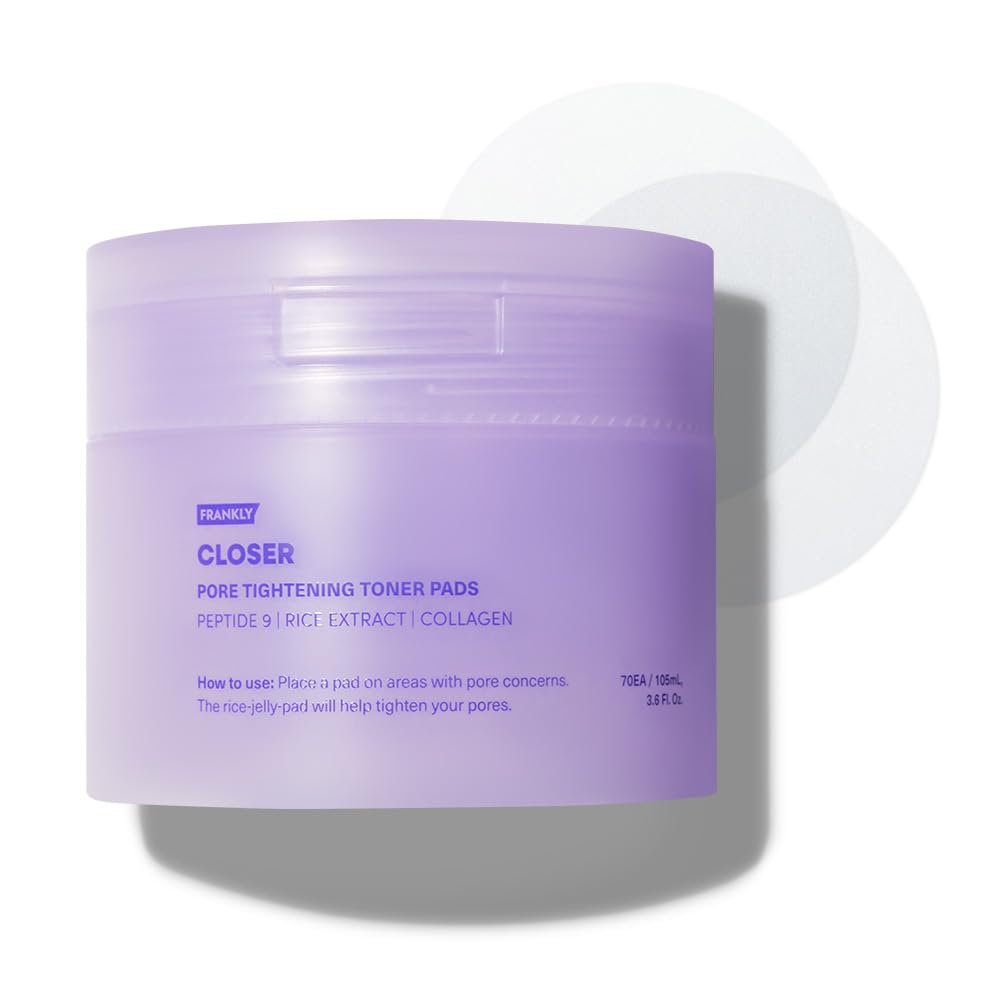 FRANKLY Pore Closer Toner Pads - Rice Jelly Pads with 9 Peptides, Vegan Collagen & Rice Extract | Pore Minimizer & Hydrating Korean Skin Care | 70 Count - görsel 1
