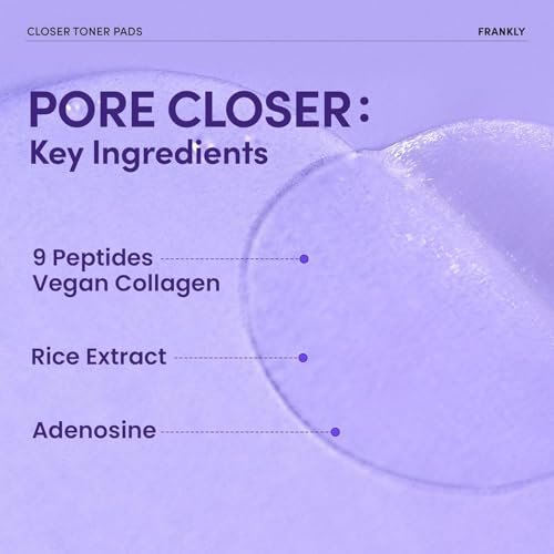 FRANKLY Pore Closer Toner Pads - Rice Jelly Pads with 9 Peptides, Vegan Collagen & Rice Extract | Pore Minimizer & Hydrating Korean Skin Care | 70 Count - görsel 6