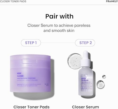 FRANKLY Pore Closer Toner Pads - Rice Jelly Pads with 9 Peptides, Vegan Collagen & Rice Extract | Pore Minimizer & Hydrating Korean Skin Care | 70 Count - görsel 16