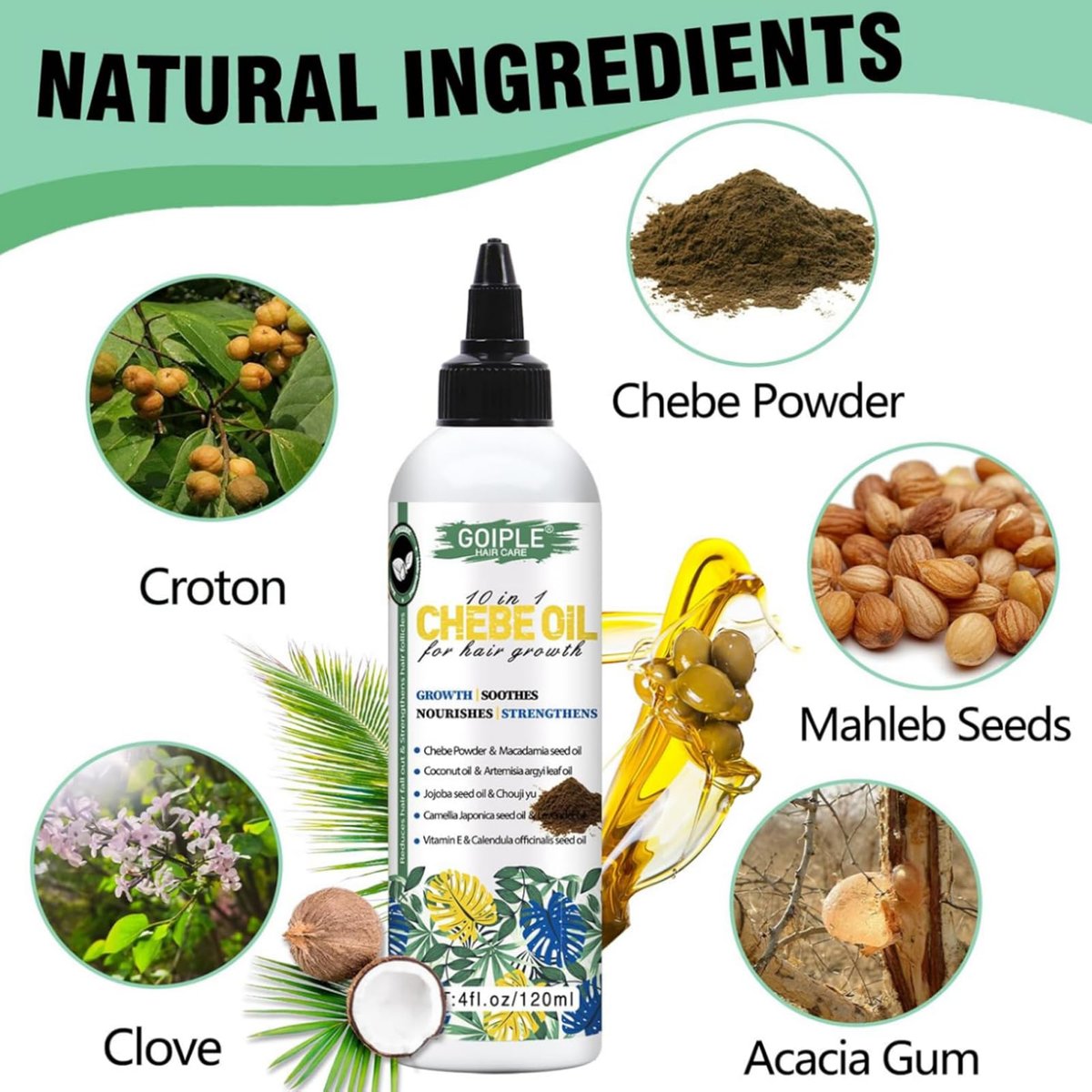 Natural Chebe Hair Oil for Hair Growth – Chebe Oil Moisturizer for Scalp, African Chebe Powder for Stronger, Thicker, Longer Hair, 10 in 1 Chebe Hair Growth Oil with Braid Bonnet for Sleeping Avelisse