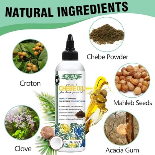 Natural Chebe Hair Oil for Hair Growth – Chebe Oil Moisturizer for Scalp, African Chebe Powder for Stronger, Thicker, Longer Hair, 10 in 1 Chebe Hair Growth Oil with Braid Bonnet for Sleeping Avelisse