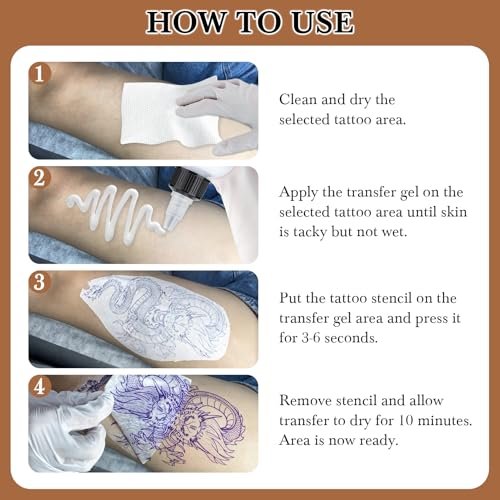 Pjordo Tattoo Stencil Transfer Gel Solution – Professional Tattoo Transfer Gel for Stencil Application, Tattoo Supplies for Artists & Beginners - görsel 10