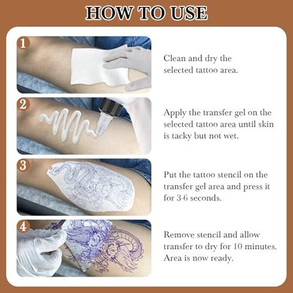 Pjordo Tattoo Stencil Transfer Gel Solution – Professional Tattoo Transfer Gel for Stencil Application, Tattoo Supplies for Artists & Beginners
