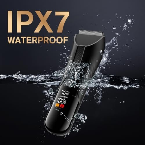 Spacekey Electric Body Hair Trimmer – IPX7 Waterproof Ball Trimmer for Men, Wet/Dry Groomer with LED Light, USB-C Rechargeable, Travel Bag Included for Pubic, Groin and Body Shave Avelisse