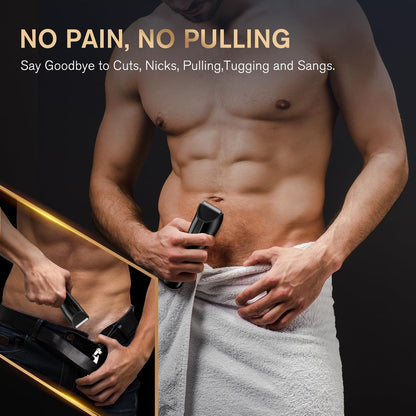 Spacekey Electric Body Hair Trimmer – IPX7 Waterproof Ball Trimmer for Men, Wet/Dry Groomer with LED Light, USB-C Rechargeable, Travel Bag Included for Pubic, Groin and Body Shave Avelisse