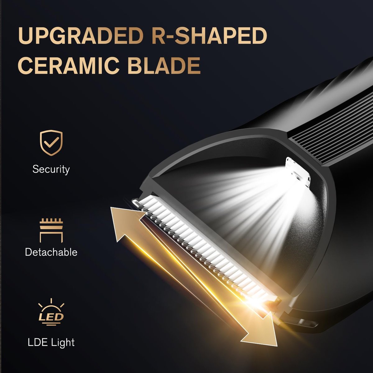 Spacekey Electric Body Hair Trimmer – IPX7 Waterproof Ball Trimmer for Men, Wet/Dry Groomer with LED Light, USB-C Rechargeable, Travel Bag Included for Pubic, Groin and Body Shave Avelisse