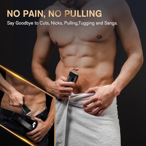 Spacekey Electric Body Hair Trimmer – IPX7 Waterproof Ball Trimmer for Men, Wet/Dry Groomer with LED Light, USB-C Rechargeable, Travel Bag Included for Pubic, Groin and Body Shave Avelisse