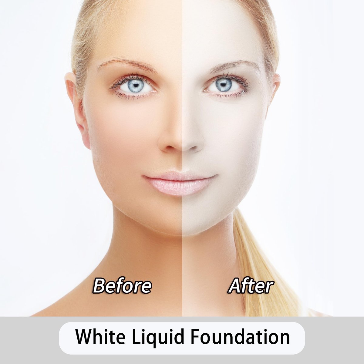 Go Ho White Liquid Foundation - Full Coverage White Foundation, Demi-Matte Finish for Goth, Clown, Vampire, Skeleton Makeup, Daily, Cosplay, Halloween Costume & Stage - görsel 3