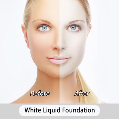 Go Ho White Liquid Foundation - Full Coverage White Foundation, Demi-Matte Finish for Goth, Clown, Vampire, Skeleton Makeup, Daily, Cosplay, Halloween Costume & Stage