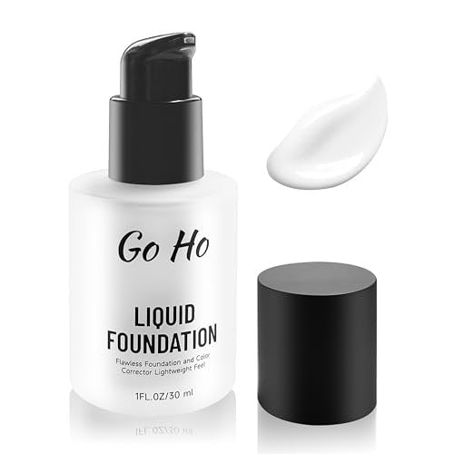 Go Ho White Liquid Foundation - Full Coverage White Foundation, Demi-Matte Finish for Goth, Clown, Vampire, Skeleton Makeup, Daily, Cosplay, Halloween Costume & Stage - görsel 2