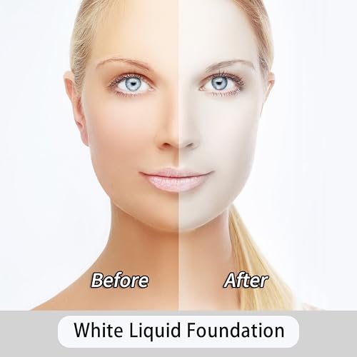 Go Ho White Liquid Foundation - Full Coverage White Foundation, Demi-Matte Finish for Goth, Clown, Vampire, Skeleton Makeup, Daily, Cosplay, Halloween Costume & Stage - görsel 4