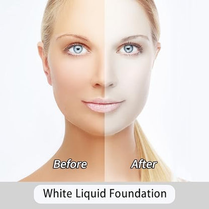 Go Ho White Liquid Foundation - Full Coverage White Foundation, Demi-Matte Finish for Goth, Clown, Vampire, Skeleton Makeup, Daily, Cosplay, Halloween Costume & Stage