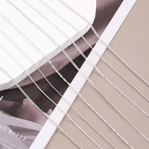 8 Strips Metal Chain Nail Art Charms - Silver Jewelry Chains 3D Decorations for DIY Manicure - Punk Studs Accessories (Silver, 50cm) - görsel 8