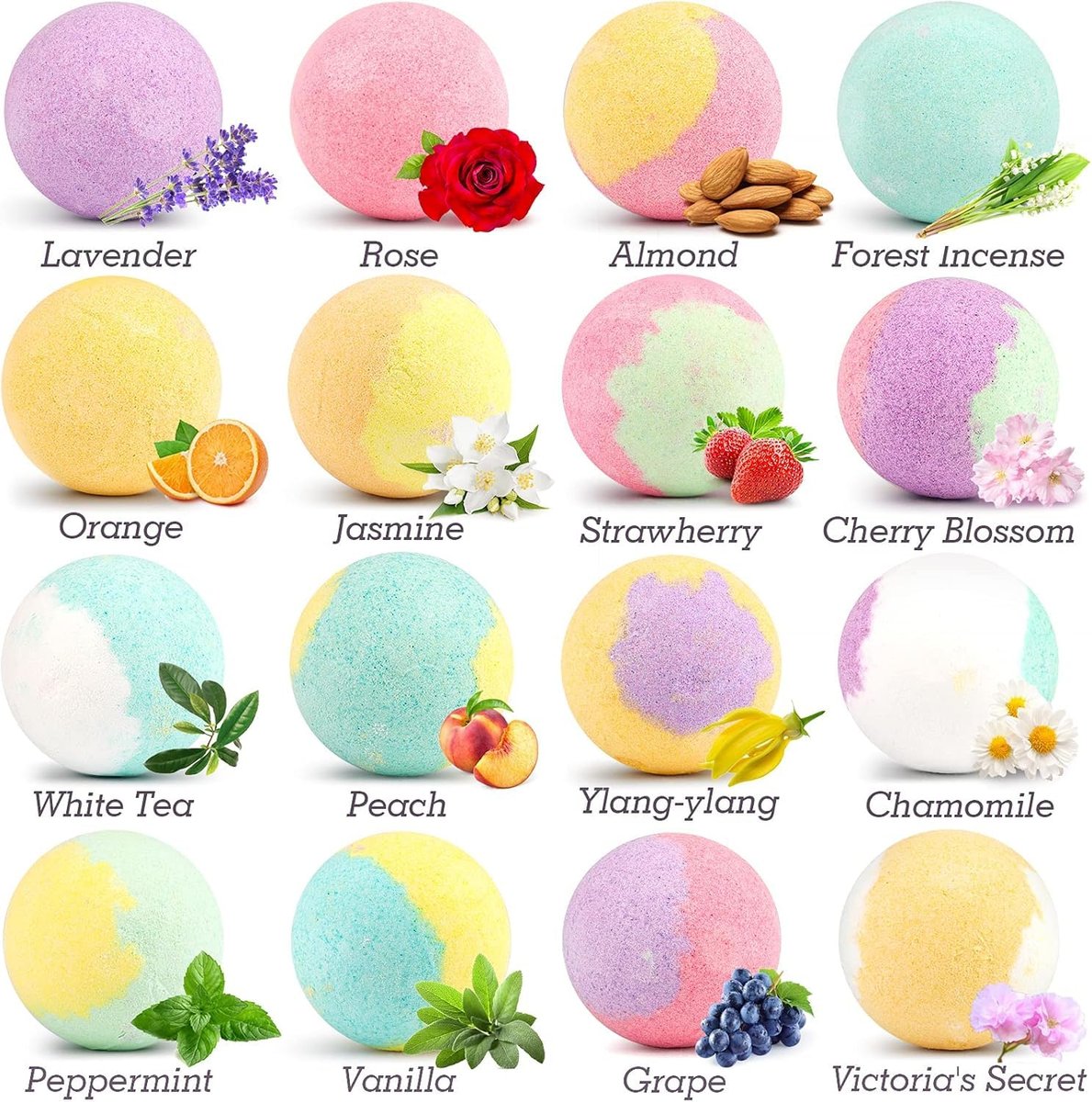 Organic Bath Bombs Women - Nature Bath Bombs for Women Relaxing - Lush Bath Bomb Gift Set - 16 Count Avelisse