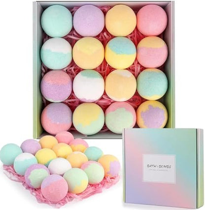 Organic Bath Bombs Women - Nature Bath Bombs for Women Relaxing - Lush Bath Bomb Gift Set - 16 Count Avelisse