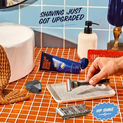 Dollar Shave Club VIP Shave Set: 4 Extra Close Refill Cartridges, Heavy Metal Handle, Shave Butter 3 oz & Razor Cover for Men Avelisse