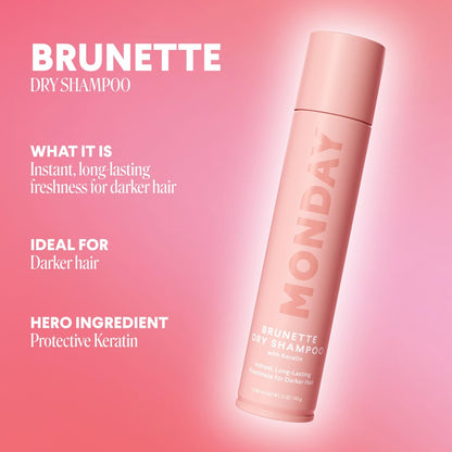 MONDAY HAIRCARE BRUNETTE Dry Shampoo with Keratin - Oil-Absorbing, Ideal for Darker Hair, 200 mL