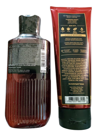 Bath & Body Works Men's Bourbon 3-in-1 Hair, Face & Body Wash Shower Gel and Body Cream 2 Piece Set Avelisse