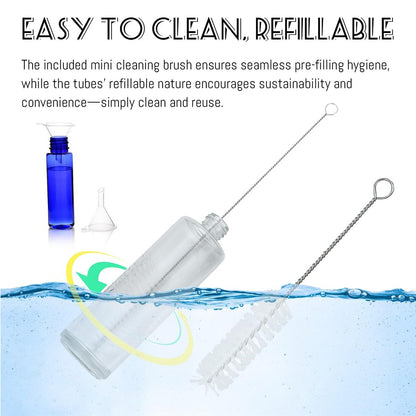 fupah Empty Mascara Tube and Wand Glass - Refillable 10ml Makeup Container, Leak Proof, Reusable, Travel Ready