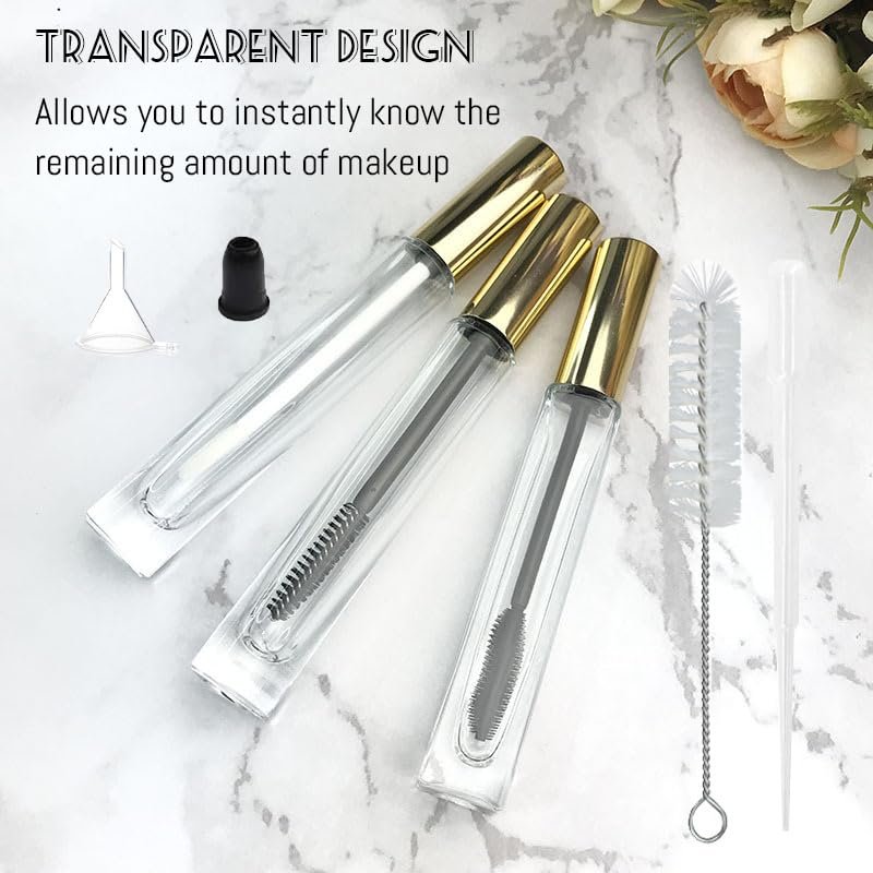 fupah Empty Mascara Tube and Wand Glass - Refillable 10ml Makeup Container, Leak Proof, Reusable, Travel Ready - görsel 3